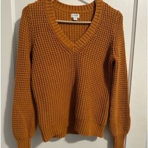 Beautiful 🤩 dark mustard cable knit 🧶 v neck sweater, thick & all cotton